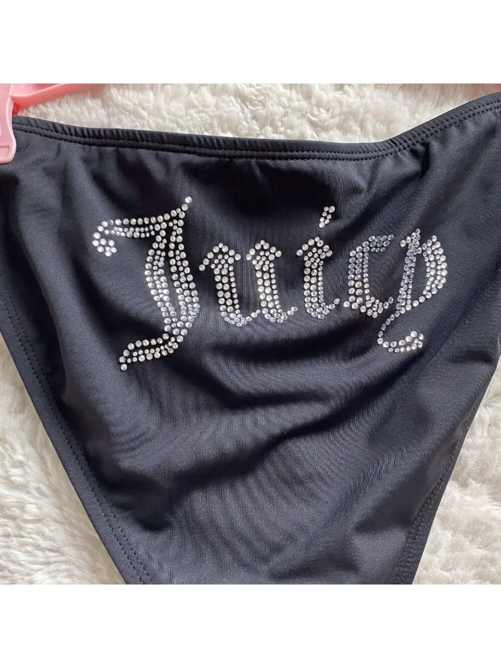 Juicy‎ Couture Cherry Rhinestone Bikini Set Ladies Women’s Sz M Black Bling NEW